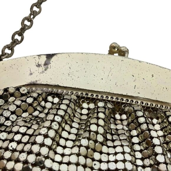 Whiting and Davis Mesh Evening Bag With Mirror Shiny Silver 2874 Vtg 50s USA - Picture 12 of 12